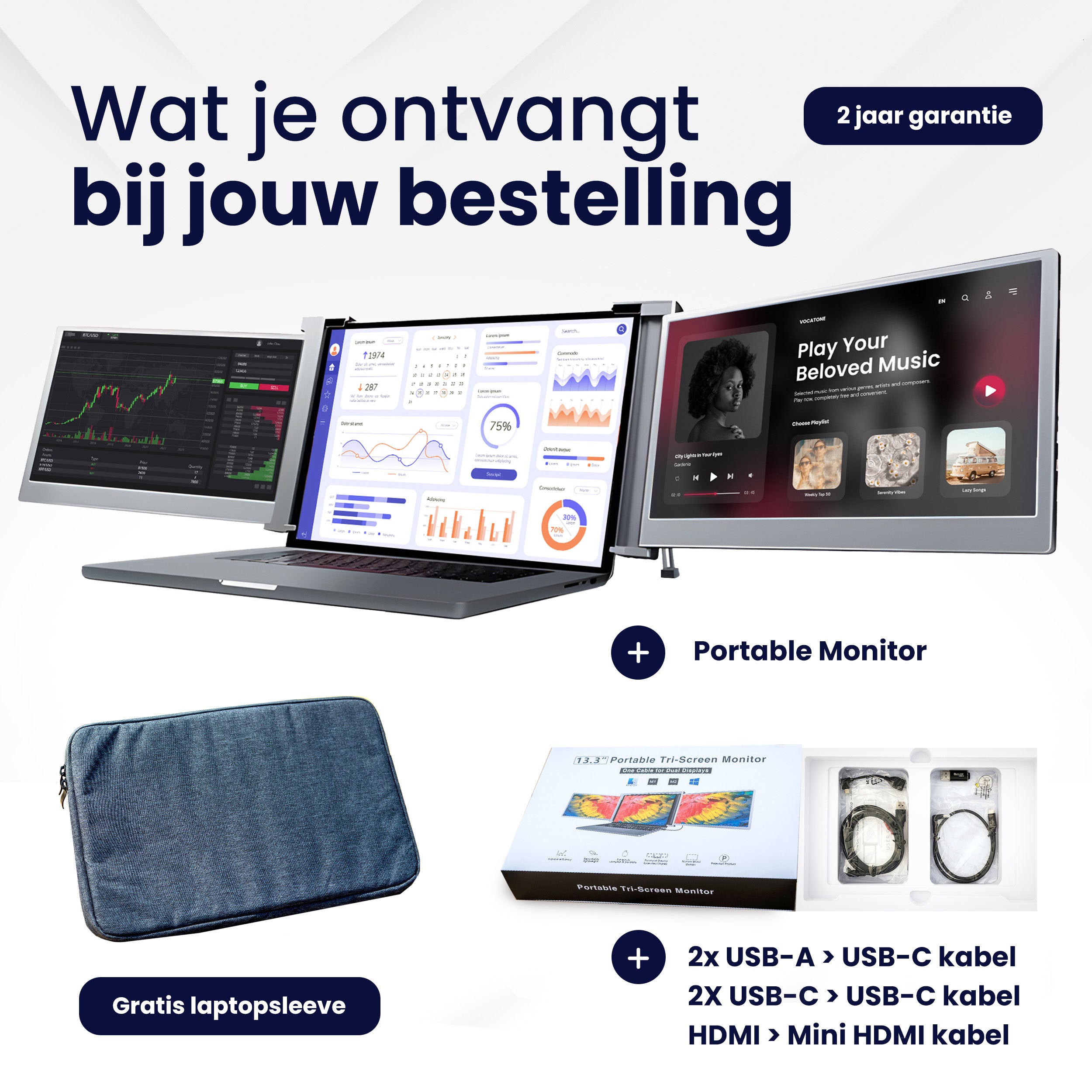 Triple Screen 13.3 Inch