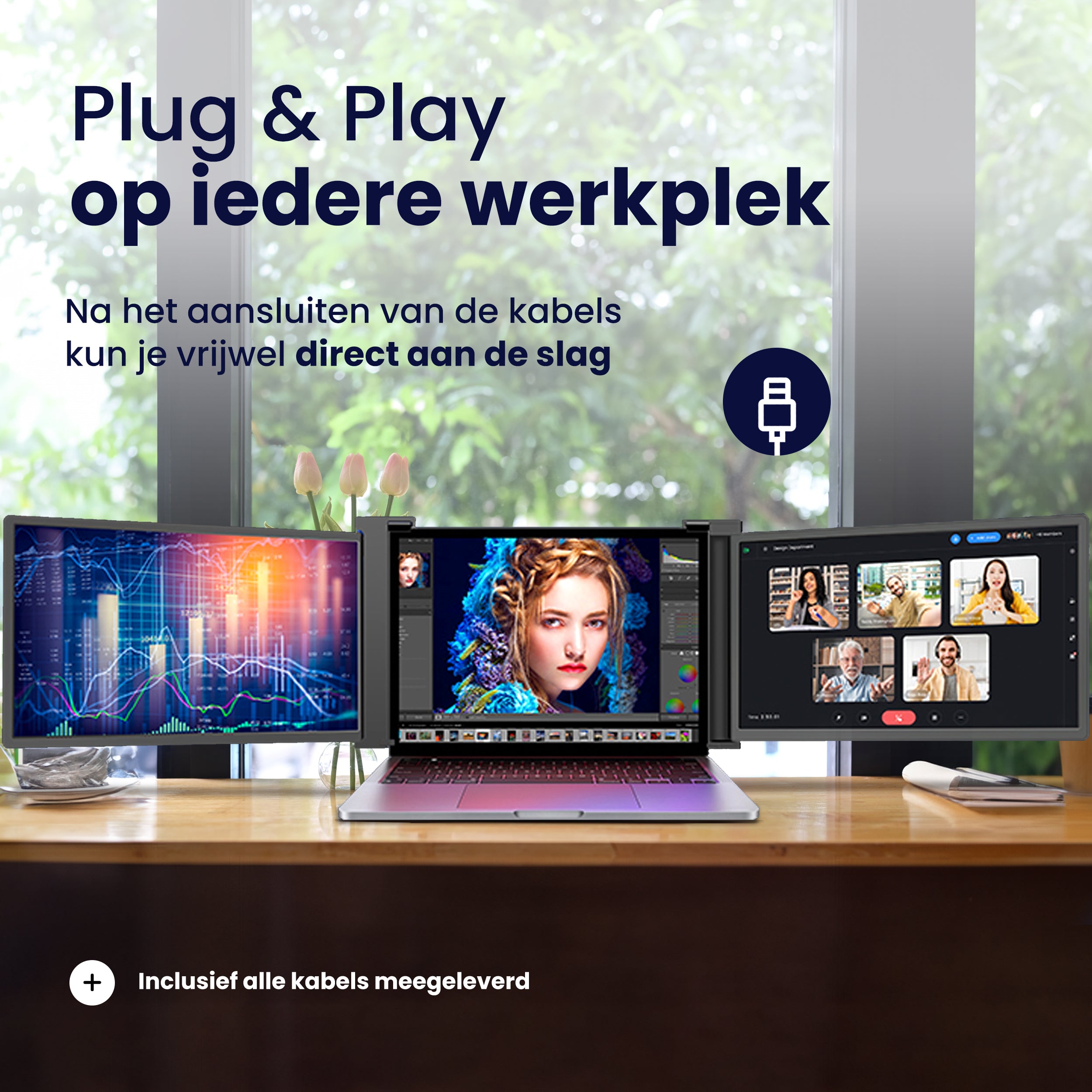 Triple Screen 15.6 Inch Zwart